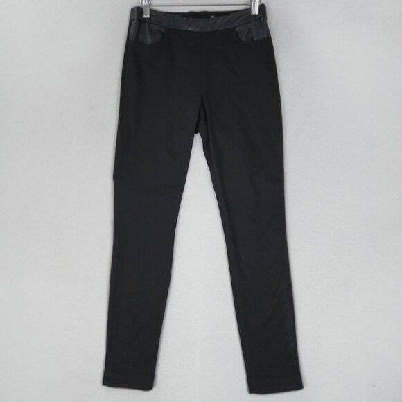 J Crew Pants Womens 2 Black Dannie Skinny Leg Faux Leather Waist Mid Rise Ankle - Picture 1 of 13